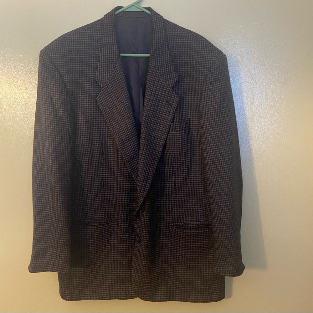 Vtg tallia uomo Black/Brown Houndstooth Wool Jacket Tailored For Levys Nashville